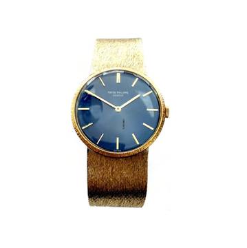  Patek Philippe Calatrava Blue Dial Gold Strap 1969 