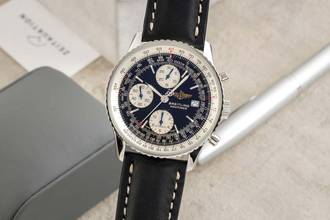 Breitling Old Navitimer Chronograph stainless steel automatic Ref. A13322 B&P 1999