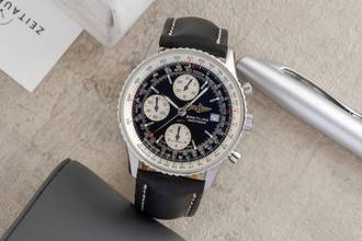 Thumbnail von Breitling Old Navitimer Chronograph stainless steel automatic Ref. A13322 B&P 1999