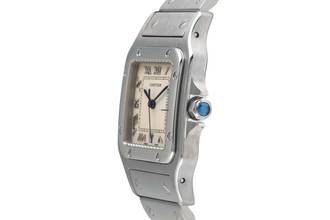 Thumbnail von Cartier Santos stainless steel silver dial quartz men's watch ref. W20025D6 classic