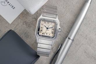Thumbnail von Cartier Santos stainless steel silver dial quartz men's watch ref. W20025D6 classic