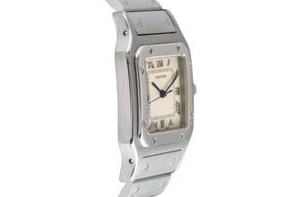 Thumbnail von Cartier Santos stainless steel silver dial quartz men's watch ref. W20025D6 classic