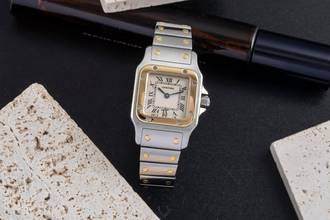 Thumbnail von Cartier Santos Galbée Lady Steel / Gold Sapphire Glass Ref. W20012C4