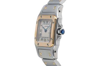 Thumbnail von Cartier Santos Galbée Lady Steel / Gold Sapphire Glass Ref. W20012C4