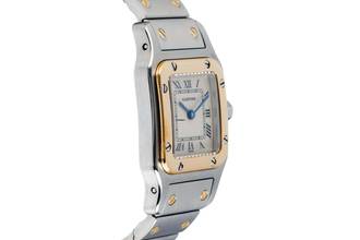Thumbnail von Cartier Santos Galbée Lady Steel / Gold Sapphire Glass Ref. W20012C4