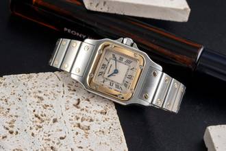 Thumbnail von Cartier Santos Galbée Lady Steel / Gold Sapphire Glass Ref. W20012C4