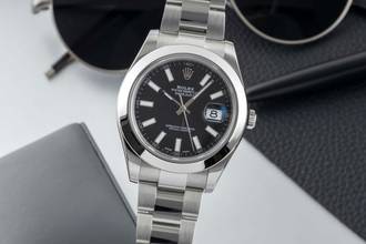 Rolex Datejust II 41 Black Dial Oyster Steel Automatic Men's Watch Ref 116300