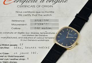 Thumbnail von Patek Philippe Ellipse d'Or 3738 | German Certificate 1993 | blue dial | yellow gold