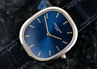  Patek Philippe Ellipse d'Or 3738 | German Certificate 1993 | blue dial | yellow gold 