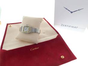Thumbnail von Cartier Santos Automatik Damenuhr Stahl Gold im Top Zustand strammes Band