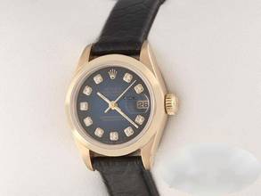 Thumbnail von Rolex Lady-Datejust Gelbgold 750 Diamanten Automatik Lederband 18kt Yellow Gold Damenuhr Chronometer Oyster