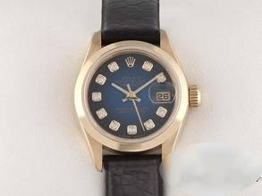  Rolex Lady-Datejust Gelbgold 750 Diamanten Automatik Lederband 18kt Yellow Gold Damenuhr Chronometer Oyster 