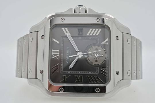  Cartier Santos de Cartier Large Grey Dial WSSA0076 Dual Time 