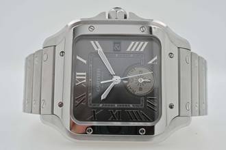  Cartier Santos de Cartier Large Grey Dial WSSA0076 Dual Time 
