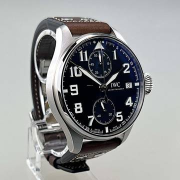 IWC Große Fliegeruhr Le Petit Prince Monopusher Big Edition steel 46 mm dial blue limited 500 pcs worldwide ungetragen Full Set EK 06/2022 Faltschließe Handaufzug