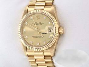  Rolex Datejust 31 31mm Medium Gelbgold 750 Diamanten Automatik 18kt Yellow Gold Damen President-band Chronometer Oyster 