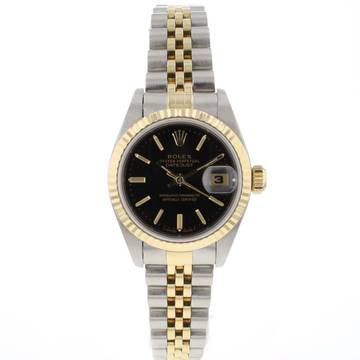  Rolex Lady-Datejust 26 Steel/Gold Jubilee Black Dial 