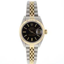  Rolex Lady-Datejust 26 Steel/Gold Jubilee Black Dial 