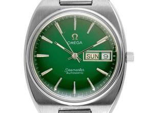 Omega Seamaster Automatic Day-Date Ref.166.0213.1 1977 original Box sehr gut Vintage Seamaster Day-Date Automatic Green Dial 