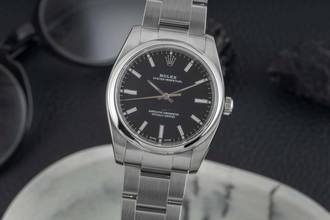 Rolex Oyster Perpetual 34 Black Dial Steel Men's Watch Ref. 114200 Papers 2020 LC110