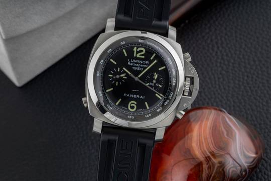  Panerai Luminor 1950 Rattrapante Chronograph Edelstahl Ref. PAM00213 B&P 2006 