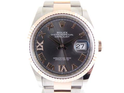  Rolex Datejust 36 Rhodium grey Dial Diamonds 6&9 
