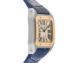 Thumbnail von Cartier Santos 100 GM Großes Modell Ref.2878 2015 Full Set wie Neu Vintage Santos 100 GM Großes Modell Krokoleder Faltschließe