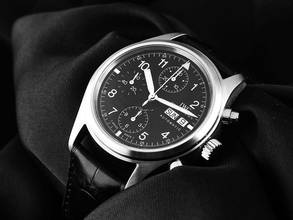 Thumbnail von IWC Fliegeruhr Chronograph Flieger Chronograph Ref.IW3706 1994 original Box sehr gut Vintage Flieger Chronograph Krokoleder