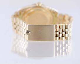 Thumbnail von Rolex Datejust 16238 Jubile Fluted Bezel Champager Dial 18K Gold Papers rar
