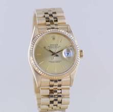 Thumbnail von Rolex Datejust 16238 Jubile Fluted Bezel Champager Dial 18K Gold Papers rar
