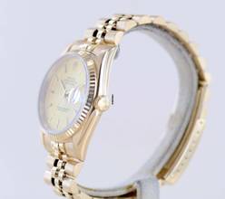 Thumbnail von Rolex Datejust 16238 Jubile Fluted Bezel Champager Dial 18K Gold Papers rar