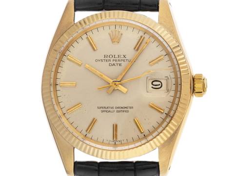  Rolex Oyster Perpetual Date Ref.1500 1962 Full Set sehr gut Vintage Oyster Perpetual Date 18kt Gelbgold 