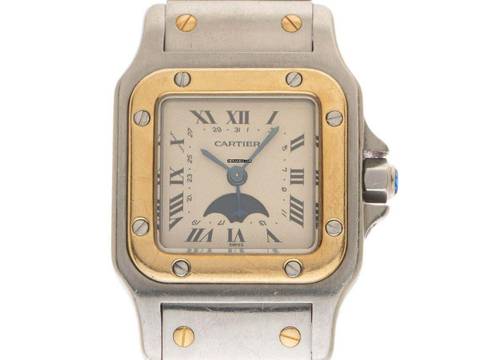  Cartier Santos Galbée PM kleines Modell Mondphase Ref.119902 1993 Full Set sehr gut Vintage Santos PM kleines Modell Mondphase 