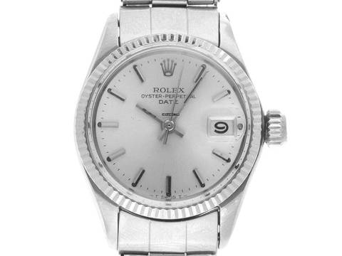  Rolex Oyster Perpetual Lady Date open 6/9 Ref.6516 1967 original Box sehr gut Vintage Oyster Perpetual Date Stahl 18kt Weißgold open 6/9 