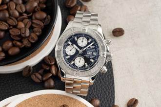 Thumbnail von Breitling Superocean Chronograph II stainless steel automatic men's watch ref A13340 papers