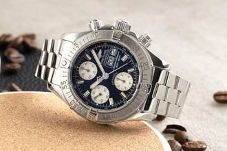 Thumbnail von Breitling Superocean Chronograph II stainless steel automatic men's watch ref A13340 papers