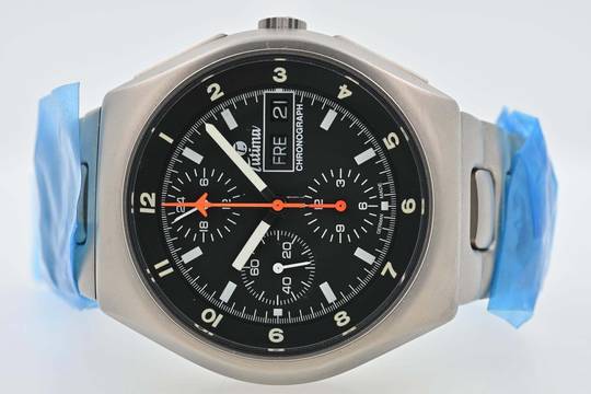  Tutima Military Chronograph 760-02 Titan Titanium Bund Edition NOS 