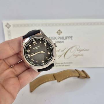  Patek Philippe Calatrava Textured Charcoal Ouro Branco 40mm Automático Completo 