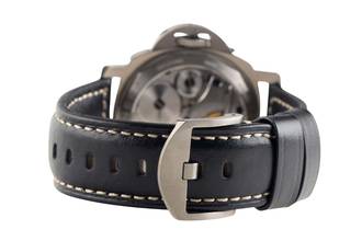 Thumbnail von Panerai Luminor Base Titanium Tobacco Dial Hand-Wound Men's Watch PAM00116 B&P 2002