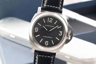 Panerai Luminor Base Titanium Tobacco Dial Hand-Wound Men's Watch PAM00116 B&P 2002
