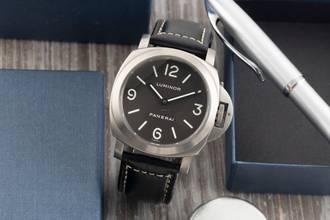 Thumbnail von Panerai Luminor Base Titanium Tobacco Dial Hand-Wound Men's Watch PAM00116 B&P 2002