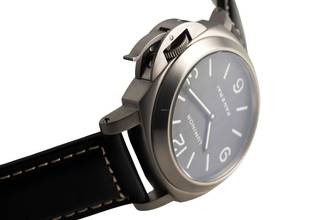 Thumbnail von Panerai Luminor Base Titanium Tobacco Dial Hand-Wound Men's Watch PAM00116 B&P 2002