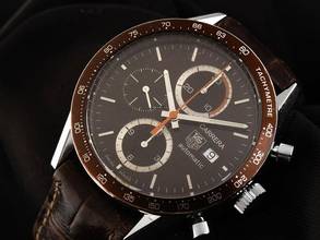 Thumbnail von TAG Heuer Carrera Calibre 16 Ref.CV2013-3 2013 Box&Beschreibung sehr gut Vintage Carrera Chronograph Schokobraun Leder Faltschließe