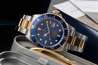 Thumbnail von Rolex Submariner Date Steel / Gold Men's Watch Blue Dial Ref. 16613 M-Series