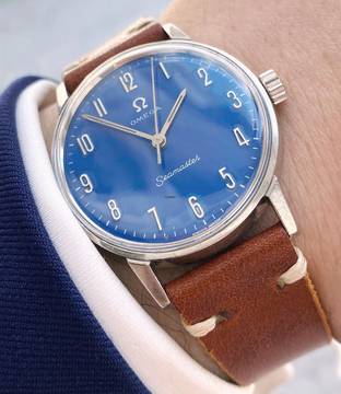  Omega Seamaster Customised Seamaster Handwinding Vintage Custom Blue Restored Dial 135.011 135011 