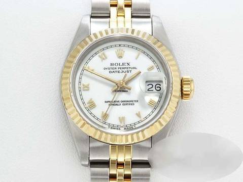  Rolex Lady-Datejust Edelstahl Gelbgold 750 Automatik Gold Stahl Damen Stainless Steel 18kt Yellow Gold Jubilé-band Chronometer Oyster White Dial 