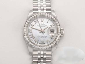 Rolex Lady-Datejust 26 179384 Steel White Gold 750 Mother of Pearl Diamonds Automatic Stainless Steel 18kt White Gold Jubilee Bracelet Chronometer Oyster Mop