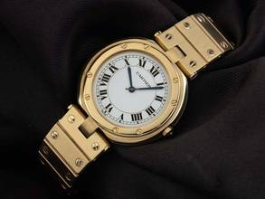 Thumbnail von Cartier Santos Ronde GM Großes Modell Ref.8191 1982 Box&Beschreibung wie Neu Vintage Santos Ronde GM Großes Modell 18kt Gelbgold 107g