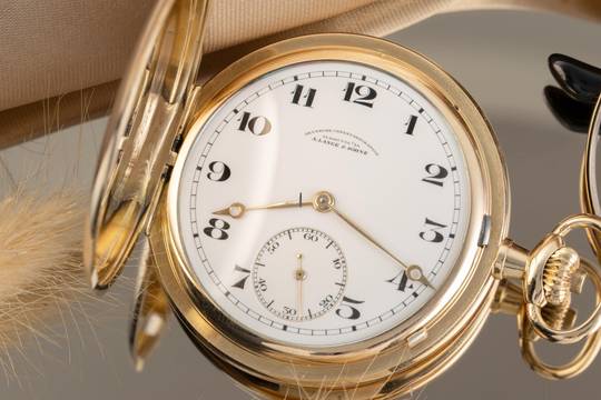  A. Lange & Söhne Savonette Taschenuhr 14K (0,585) Gold Handaufzug Vintage Box 