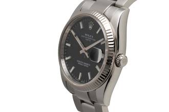 Thumbnail von Rolex Oyster Perpetual Date 34 Black Dial Stahl Weissgold Automatik Herrenuhr Ref 115234 Papiere